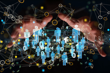 Abstract technology group and data 3d