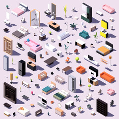 Big set of various furniture. Vector illustration