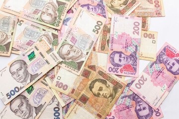 New banknotes with a face value of hryvnia. Money background. Ukrainian money. Business concept.