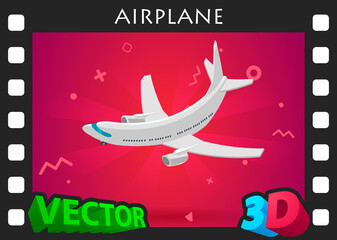 Airplane isometric design icon. Vector web illustration. 3d colorful concept