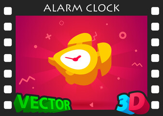 Alarm clock isometric design icon. Vector web illustration. 3d colorful concept