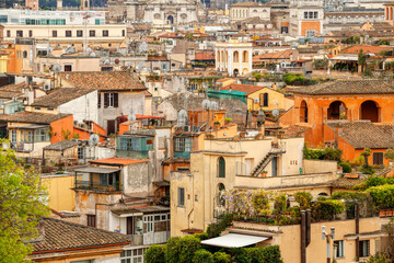 Fototapeta premium Aerial view of the historic quarter of Rome, Italy.