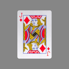 Jack of Diamonds. Isolated on a gray background. Gamble. Playing cards.
