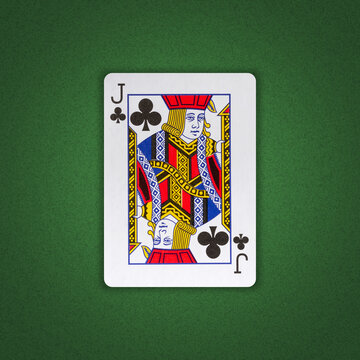Jack of Clubs on a green poker background. Gamble. Playing cards.