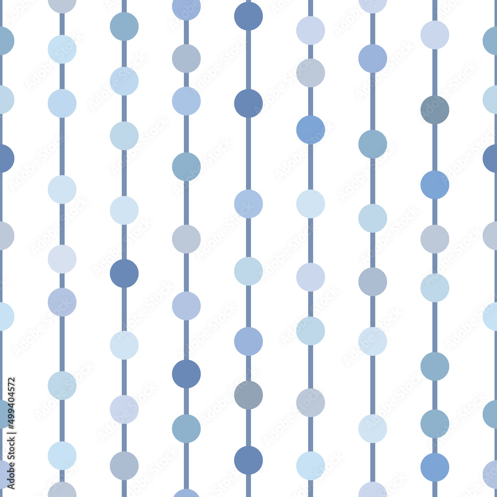 Poster Patel blue geometric vector pattern, seamless repeat, vertical stripes with dots,