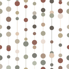 Brown geometric vector pattern, seamless repeat, vertical stripes with circles