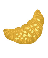 Croissant with almonds placed on top. Vector and illustration with isolation and white background
