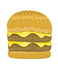 burgers with double cheese and double meat batter. vector and illustration isolation and white background
