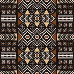 Illustration traditional African tribal mudcloth seamless pattern background. Use for fabric, textile, interior decoration elements, upholstery, wrapping.