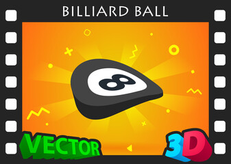 Billiard ball isometric design icon. Vector web illustration. 3d colorful concept