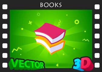 Books isometric design icon. Vector web illustration. 3d colorful concept