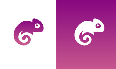 Template logo icon chameleon with gradient color Pacific pink and velvet violet color © Ardi