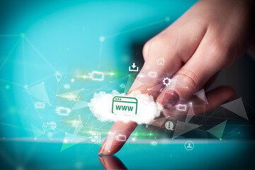 Close-up of a touchscreen with technology icons