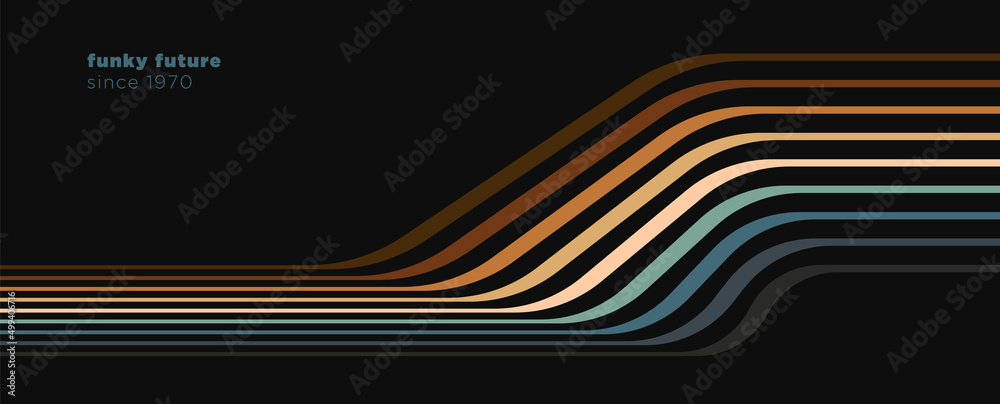 Wall mural abstract 1970's background design in elegant retro style with colorful lines. vector illustration.
