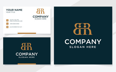 Combination of letters B and R logo suitable for company with business card template