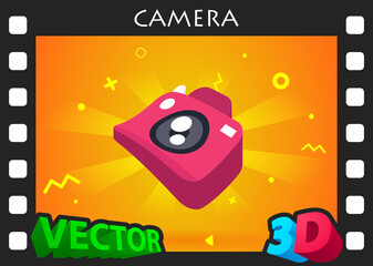 Camera isometric design icon. Vector web illustration. 3d colorful concept