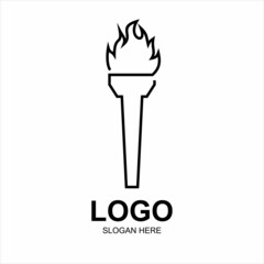 Torch flame icon flat style isolated on white background. Vector illustration