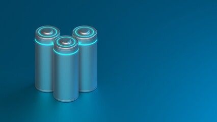 Lithium Battery concept - electrical power supply of rechargeable source - 3D illustration - obrazy, fototapety, plakaty