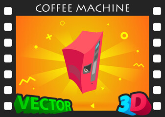 Coffee machine isometric design icon. Vector web illustration. 3d colorful concept