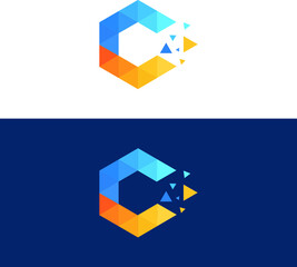 C Letter Creative Initial Tech Logo