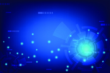 Split circle with network connection. Abstract technology background with  science concept. Blue blank space for create and design. Template for presentation.