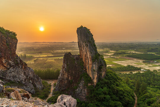 Unseen Songkhla ,Khao Khuha, a naturally occurring mountain In the past there was a quarry concession ,in Thailand