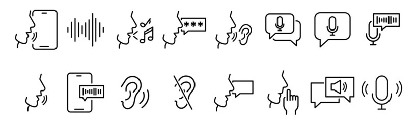 Set of voice related vector Icons - obrazy, fototapety, plakaty