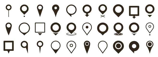 Set of map pointers vector icon - obrazy, fototapety, plakaty