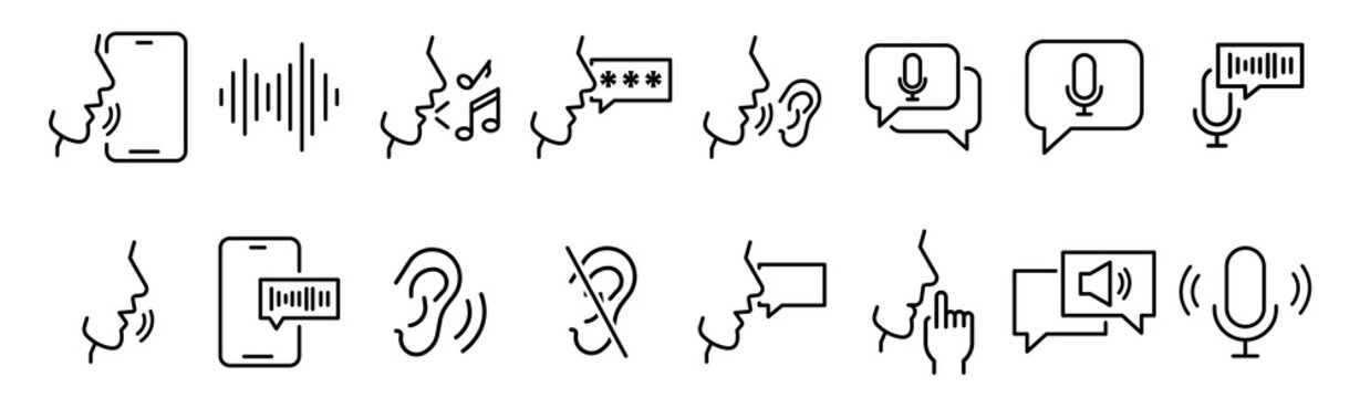 Set Of Voice Related Vector Icons