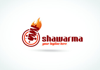 Obraz premium Set of doner kebab logo templates. creative labels for Turkish and Arabian fast food restaurant eps vector art shawarma 