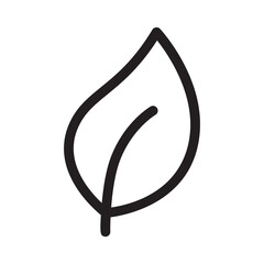 Ecology concept and leaf icon in outline style on white background.