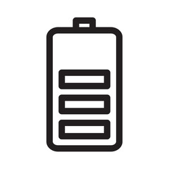 Half charged battery icon in outline style on white background.