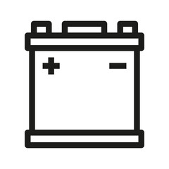 Car electric battery icon in outline style on white background.