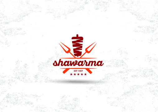 Set of shawarma doner kebab logo templates. creative labels for Turkish and Arabian fast food restaurant 