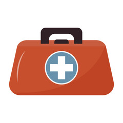 First aid kit. Medical kit box. Emergency, doctor, assistance, healthcare, accident and cure concept. Vector illustration.