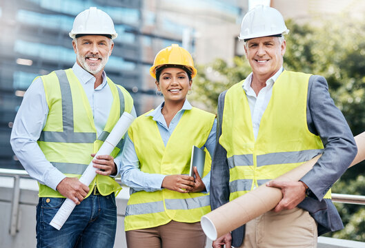 Lets Get To Work. Portrait Of A Group Of Businesspeople Working At A Construction Site.