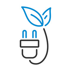 Electric Plug With Leaves Icon