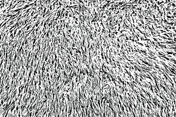 Grunge texture of fleecy texture with wool fibers. Uneven surface with disordered villi. Abstract rough background. Vector illustration. Overlay template.