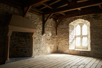 Old, medieval room of Swords Castle Is A Historic building That Is Located in Swords, Dublin,...