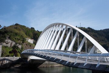 modern bridge in the spanish town of ondarroa