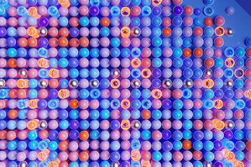 3d illustration  a lot of blue and pink  balls, top view. Many  balls