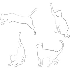Line art cat set for design and logo