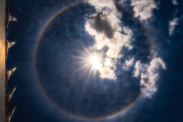 Natural phenomenon Sun halo in thai temple