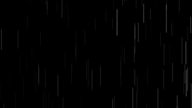 垂直に落ちる細い雨（黒背景、ループ素材）