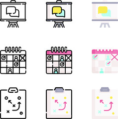 Different design icons with black & white, color, and gradient style isolated on white. vector illustration