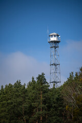 Fire lookout tower. Miszory, Kampinos National Park, Poland.
