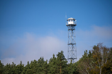 Fire lookout tower. Miszory, Kampinos National Park, Poland.