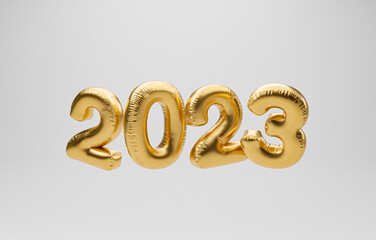 2023 golden balloon on white background for for preparation happy new year , merry Christmas and...