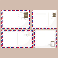 set of envelopes postcard collection mark