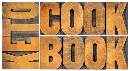 keto cookbook word abstract  - isolated text in letterpress wood type, healthy diet and eating concept